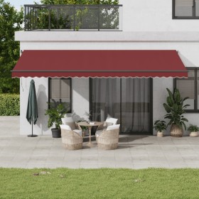 Manual retractable awning with LED lights burgundy 600x350 cm by , Awnings - Ref: Foro24-3215011, Price: 639,99 €, Discount: %