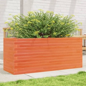 Solid pine wood planter in brown wax 110x40x46 cm by , Pots and planters - Ref: Foro24-3282451, Price: 169,99 €, Discount: %