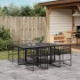 Gartensitzgruppe 7-teilig aus schwarzem Kunststoff-Rattan von , Gartensets - Ref: Foro24-3295034, Preis: 415,99 €, Rabatt: %