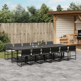 Garden dining set with 13-piece black synthetic rattan cushions. by , Garden sets - Ref: Foro24-3295062, Price: 811,99 €, Dis...