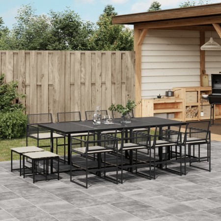 Garten-Essgruppe mit 13-teiligen Kissen aus schwarzem synthetischem Rattan. von , Gartensets - Ref: Foro24-3295020, Preis: 63...