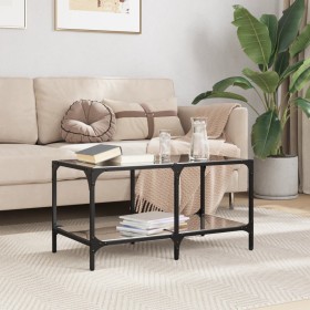 Black steel and glass coffee table, 78.5x40x40 cm by , Coffee table - Ref: Foro24-845977, Price: 66,37 €, Discount: %