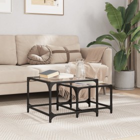 Stackable coffee tables with glass top, set of 2, steel. by , Coffee table - Ref: Foro24-845982, Price: 59,56 €, Discount: %