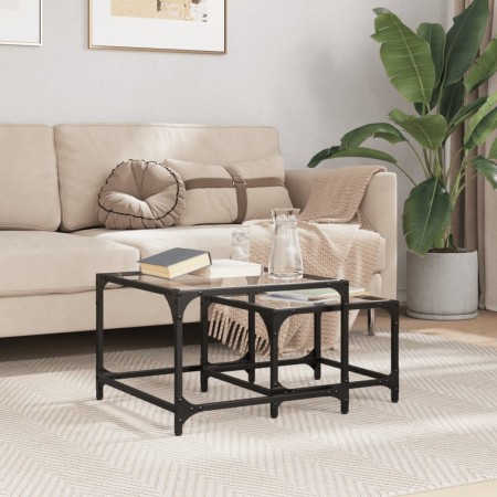 Stackable coffee tables with glass top, set of 2, steel. by , Coffee table - Ref: Foro24-845982, Price: 59,59 €, Discount: %