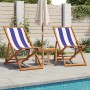 Folding beach chair made of solid eucalyptus wood and blue and white fabric. by , Garden chairs - Ref: Foro24-366567, Price: ...