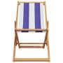 Folding beach chair made of solid eucalyptus wood and blue and white fabric. by , Garden chairs - Ref: Foro24-366567, Price: ...