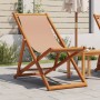 Folding beach chair made of solid eucalyptus wood and taupe fabric. by , Garden chairs - Ref: Foro24-366565, Price: 64,37 €, ...