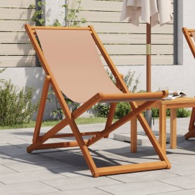 Folding beach chair made of solid eucalyptus wood and taupe fabric. by , Garden chairs - Ref: Foro24-366565, Price: 55,99 €, ...