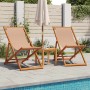 Folding beach chair made of solid eucalyptus wood and taupe fabric. by , Garden chairs - Ref: Foro24-366565, Price: 64,37 €, ...