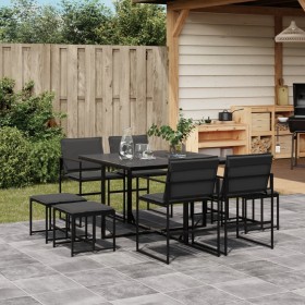 9-piece garden dining set with black textilene cushions by , Garden sets - Ref: Foro24-3295083, Price: 339,32 €, Discount: %