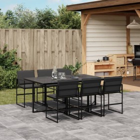 7-piece garden dining set with black textilene cushions by , Garden sets - Ref: Foro24-3295074, Price: 377,87 €, Discount: %