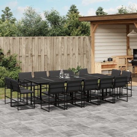 Garden dining set, 15 pieces, with black textilene cushions. by , Garden sets - Ref: Foro24-3295081, Price: 808,43 €, Discoun...