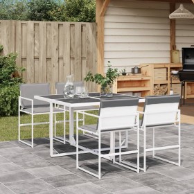 5-piece garden dining set with white textilene cushions by , Garden sets - Ref: Foro24-3295088, Price: 252,99 €, Discount: %