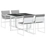 5-piece garden dining set with white textilene cushions by , Garden sets - Ref: Foro24-3295088, Price: 252,56 €, Discount: %