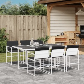 7-piece garden dining set with white textilene cushions by , Garden sets - Ref: Foro24-3295104, Price: 377,87 €, Discount: %