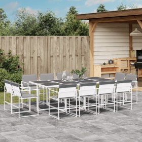 13-piece garden dining set with white textilene cushions by , Garden sets - Ref: Foro24-3295095, Price: 693,52 €, Discount: %