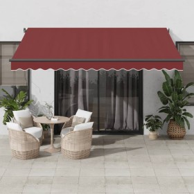 Manual retractable awning with LED lights burgundy 400x300 cm by , Awnings - Ref: Foro24-3310187, Price: 388,99 €, Discount: %