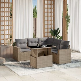 Garden sofa set with 6-piece synthetic rattan beige cushions by , Garden sets - Ref: Foro24-3267269, Price: 470,58 €, Discoun...