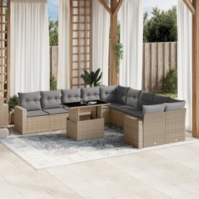 Gartensofa-Set 11-teilig mit beigen Polstern aus synthetischem Rattan von , Gartensets - Ref: Foro24-3267539, Preis: 811,26 €...