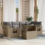 Gartensofagarnitur 7-teilig mit Kissen aus synthetischem Rattan in Beige. von , Gartensets - Ref: Foro24-3267759, Preis: 528,...