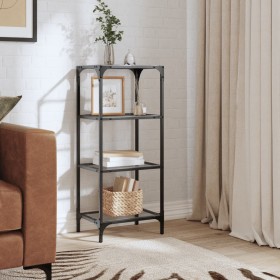 Shelf with transparent glass surface, steel frame, 40x30x95 cm. by , Hangers and shelves - Ref: Foro24-846038, Price: 56,19 €...