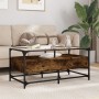 Glass top coffee table with smoked oak and steel base, measuring 98.5x50x45cm. by , Coffee table - Ref: Foro24-846046, Price:...