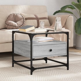 Glass top coffee table in Sonoma gray steel, 50x50x45 cm. by , Coffee table - Ref: Foro24-846052, Price: 76,99 €, Discount: %