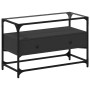 TV stand made of black glass and wood, dimensions 80x35x51 cm. by , TV Furniture - Ref: Foro24-846059, Price: 81,93 €, Discou...