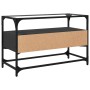 TV stand made of black glass and wood, dimensions 80x35x51 cm. by , TV Furniture - Ref: Foro24-846059, Price: 81,93 €, Discou...