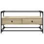 TV stand made of glass and Sonoma oak wood, 98x35x51 cm by , TV Furniture - Ref: Foro24-846065, Price: 91,51 €, Discount: %