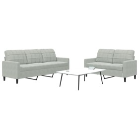 Zweiteiliges Sofaset mit Kissen aus hellgrauem Samt. von , Sofas - Ref: Foro24-3278391, Preis: 448,87 €, Rabatt: %