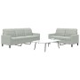 Set of sofas with 2 light gray velvet cushions by , Sofas - Ref: Foro24-3278391, Price: 448,87 €, Discount: %