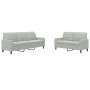 Set of sofas with 2 light gray velvet cushions by , Sofas - Ref: Foro24-3278391, Price: 448,87 €, Discount: %