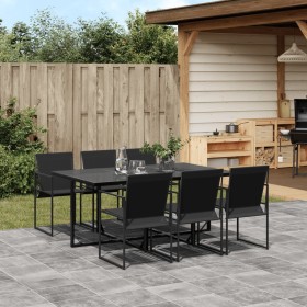 Garden dining set, 7 pieces, black textilene by , Garden sets - Ref: Foro24-3295119, Price: 318,45 €, Discount: %