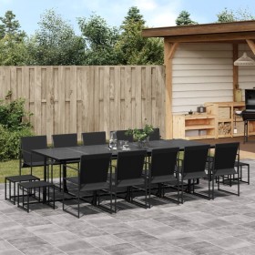 Garden dining set, 15 pieces, black textilene by , Garden sets - Ref: Foro24-3295131, Price: 740,99 €, Discount: %