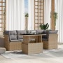 Gartensofa-Set mit 6-teiligen Kissen aus synthetischem Rattan in Beige. von , Gartensets - Ref: Foro24-3266569, Preis: 436,94...