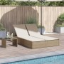 Double sun lounger with beige synthetic rattan cushions by , Loungers - Ref: Foro24-368632, Price: 274,84 €, Discount: %