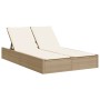 Double sun lounger with beige synthetic rattan cushions by , Loungers - Ref: Foro24-368632, Price: 274,84 €, Discount: %