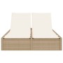 Tumbona doble con cojines ratán sintético beige de , Tumbonas - Ref: Foro24-368632, Precio: 274,84 €, Descuento: %