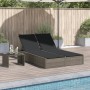 Double sun lounger with gray synthetic rattan cushions by , Loungers - Ref: Foro24-368630, Price: 279,68 €, Discount: %