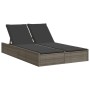 Double sun lounger with gray synthetic rattan cushions by , Loungers - Ref: Foro24-368630, Price: 279,68 €, Discount: %