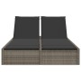 Double sun lounger with gray synthetic rattan cushions by , Loungers - Ref: Foro24-368630, Price: 279,68 €, Discount: %