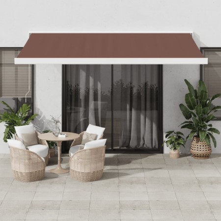 Toldo retráctil manual marrón 400x300 cm de , Toldos - Ref: Foro24-3215720, Precio: 922,02 €, Descuento: %