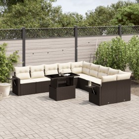 Gartensofa-Set, 11-teilig, mit braunen Kissen und synthetischem Rattan. von , Gartensets - Ref: Foro24-3268173, Preis: 794,99...