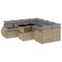 Gartensofagarnitur 9-teilig mit Kissen aus synthetischem Rattan in Beige. von , Gartensets - Ref: Foro24-3268429, Preis: 672,...