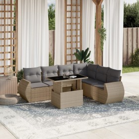 Set of 7-piece garden sofas and beige synthetic rattan cushions by , Garden sets - Ref: Foro24-3268559, Price: 568,29 €, Disc...