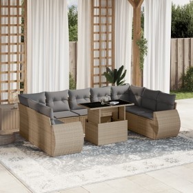 Gartensofa-Set mit 10-teiligen beigen Kissen aus synthetischem Rattan. von , Gartensets - Ref: Foro24-3268739, Preis: 732,95 ...