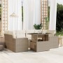 Gartensofagarnitur 7-teilig mit Kissen aus synthetischem Rattan in Beige. von , Gartensets - Ref: Foro24-3269018, Preis: 641,...