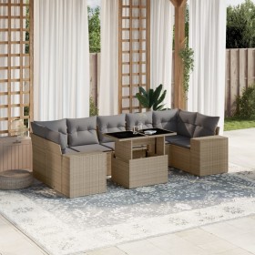 Gartensofa-Set und Kissen, 8-teilig, aus synthetischem Rattan in Beige. von , Gartensets - Ref: Foro24-3269039, Preis: 664,33...