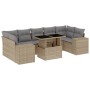 Garden sofa set with 8 pieces of synthetic beige rattan and cushions. by , Garden sets - Ref: Foro24-3269039, Price: 624,93 €...